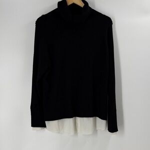Milano sweater turtleneck black sweater white hem tunic soft cozy